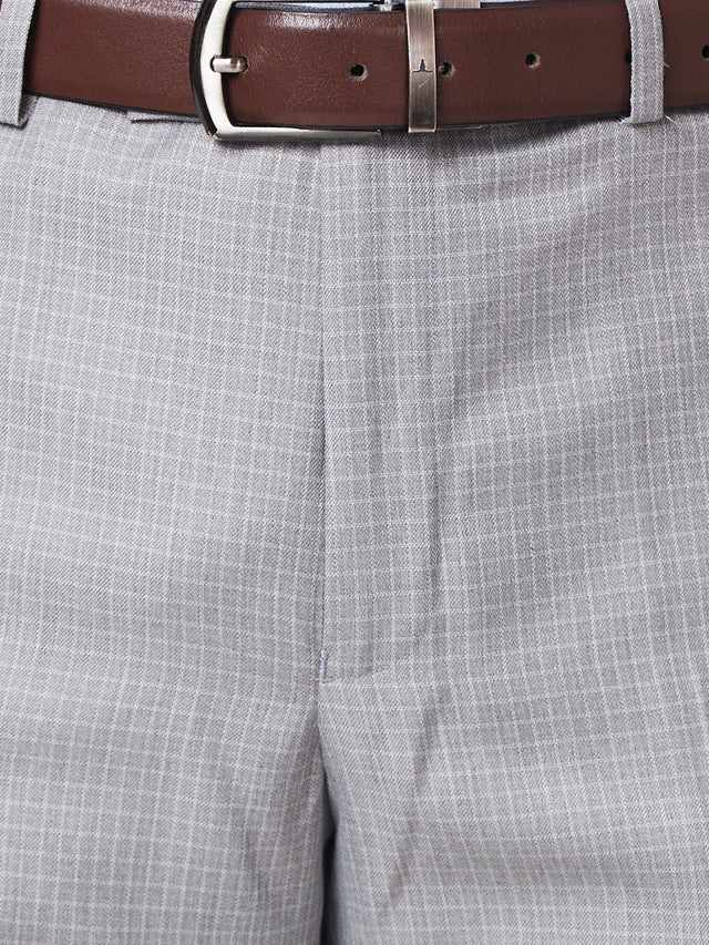 Park Avenue Men Grey Checkered Regular Fit Trouser - Image 7