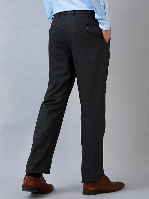 Park Avenue Men Grey Regular Fit Checks Trouser - Image 3