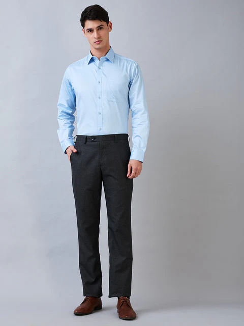 Park Avenue Men Grey Regular Fit Checks Trouser - Image 4
