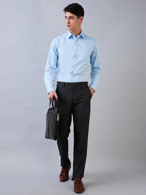 Park Avenue Men Grey Regular Fit Checks Trouser - Image 6