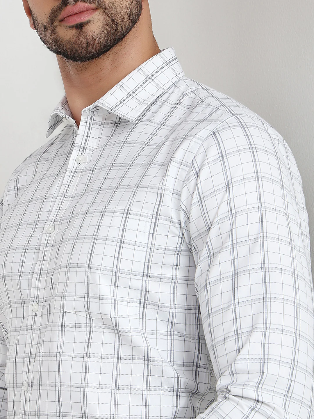 Park Avenue Men Grey Checks Slim Fit Cotton Blend Shirt - Image 6