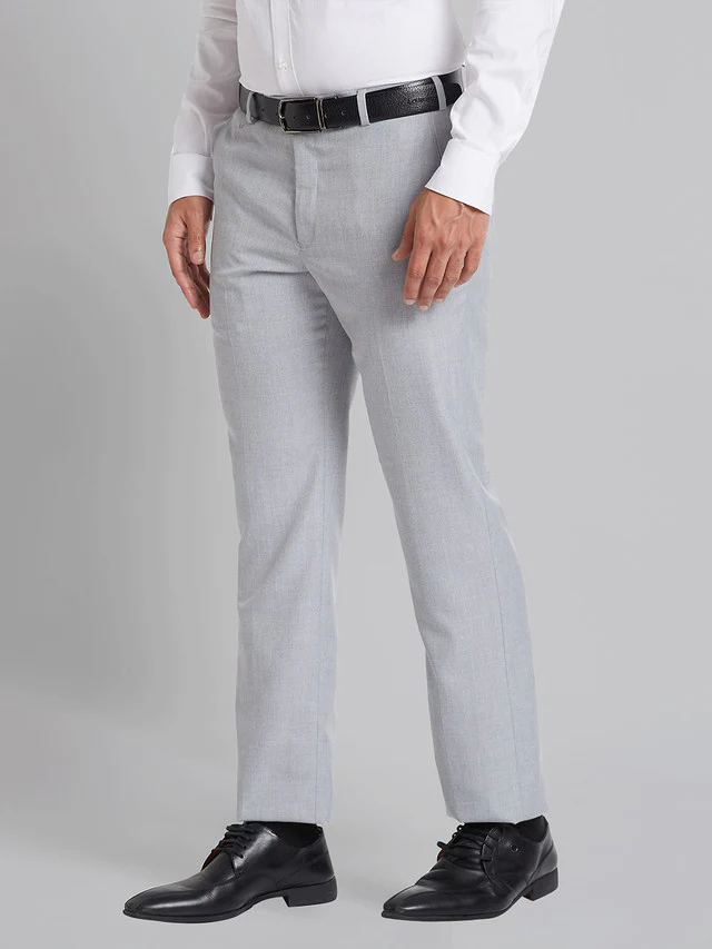 Park Avenue Men Grey Checks Smart Fit Polyester Blend Trouser - Image 3