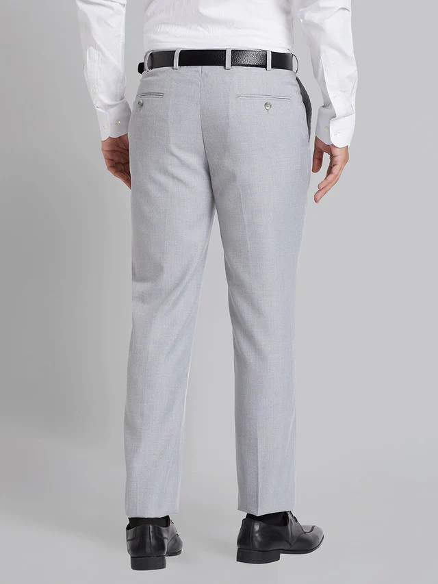 Park Avenue Men Grey Checks Smart Fit Polyester Blend Trouser - Image 4