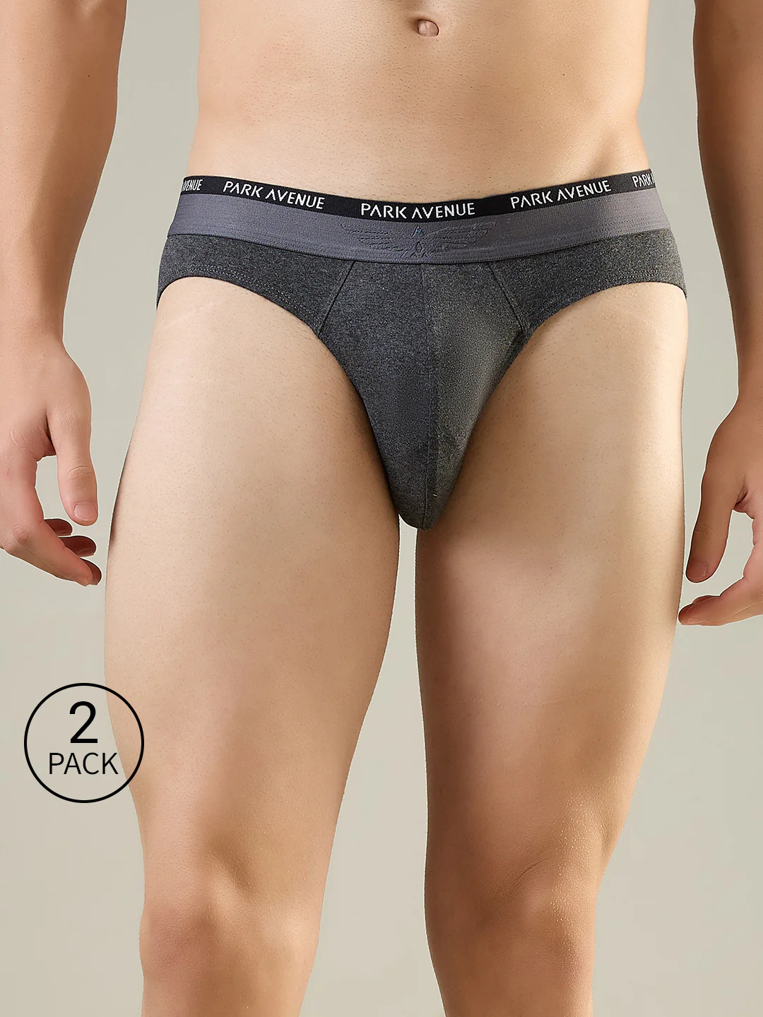Park Avenue Men Grey Cotton Blend Brief Pack Of 2