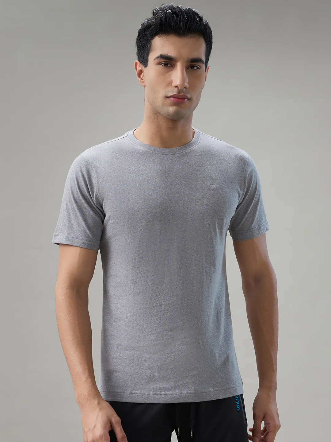 Park Avenue Men Grey Cotton Blend T-Shirt