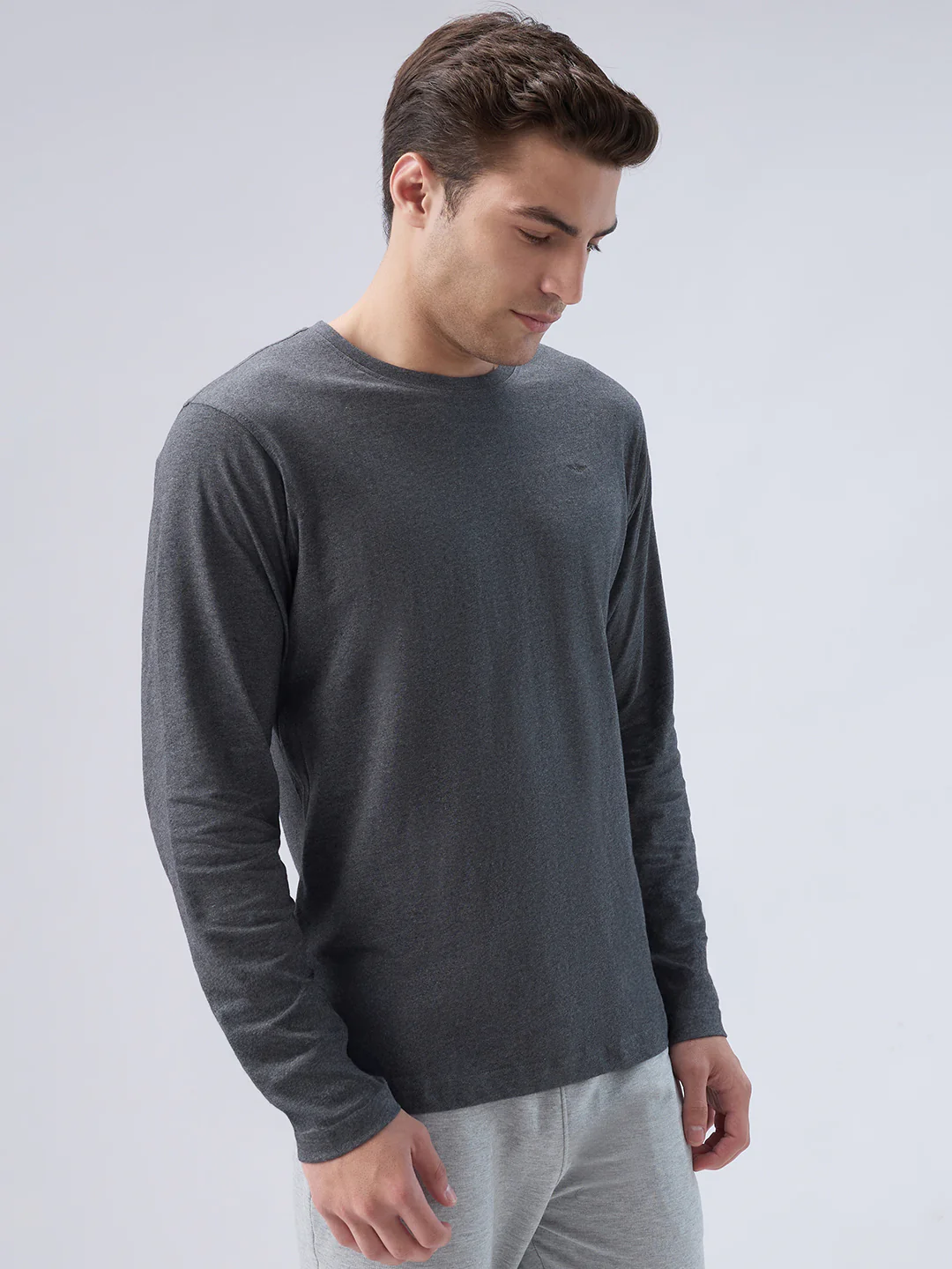 Park Avenue Men Grey Cotton T-Shirt - Image 2