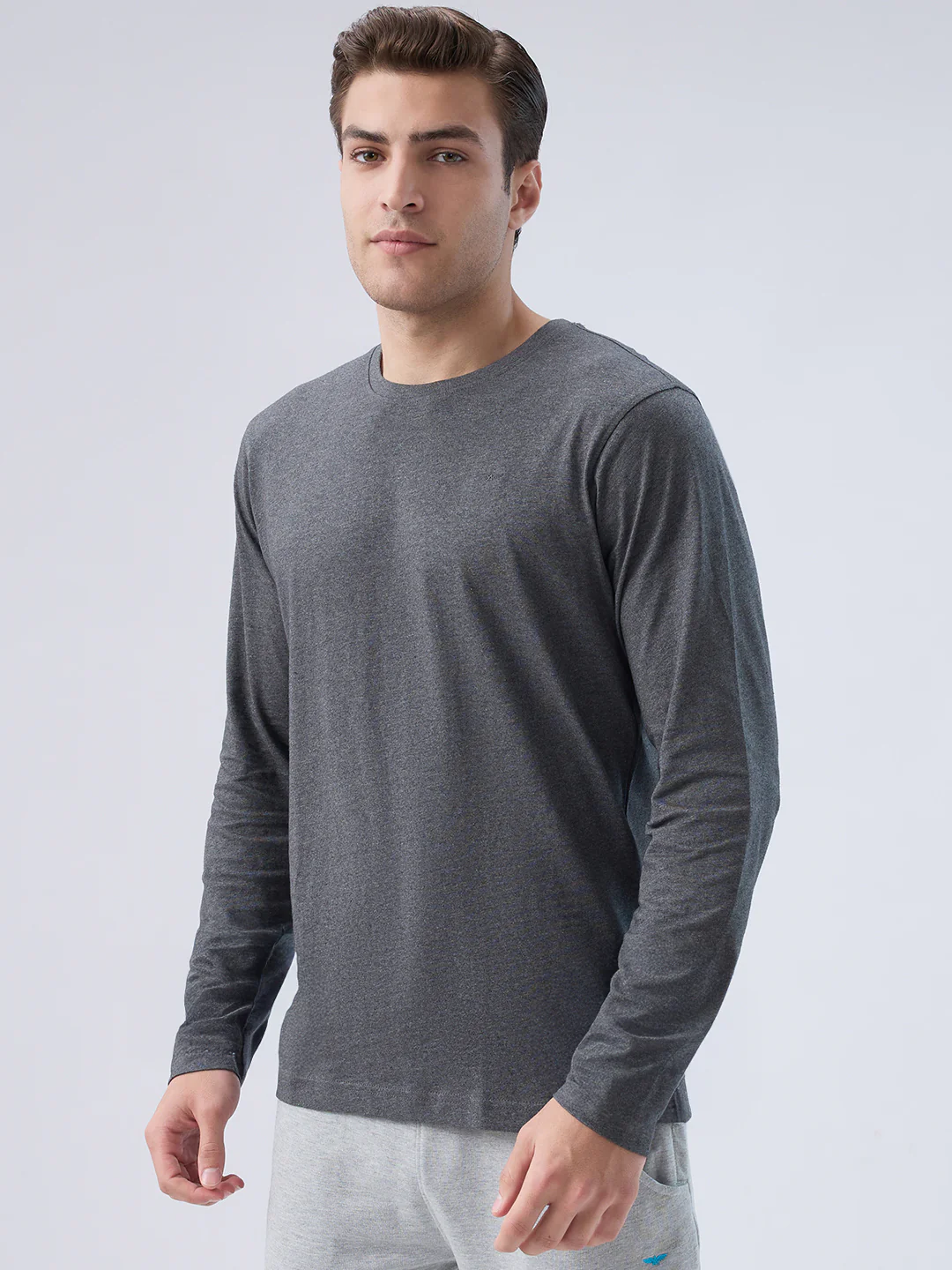 Park Avenue Men Grey Cotton T-Shirt - Image 3