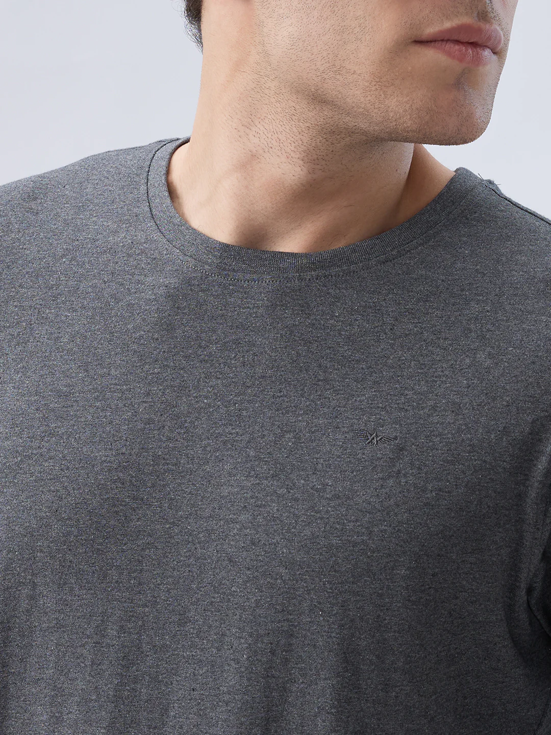 Park Avenue Men Grey Cotton T-Shirt - Image 6