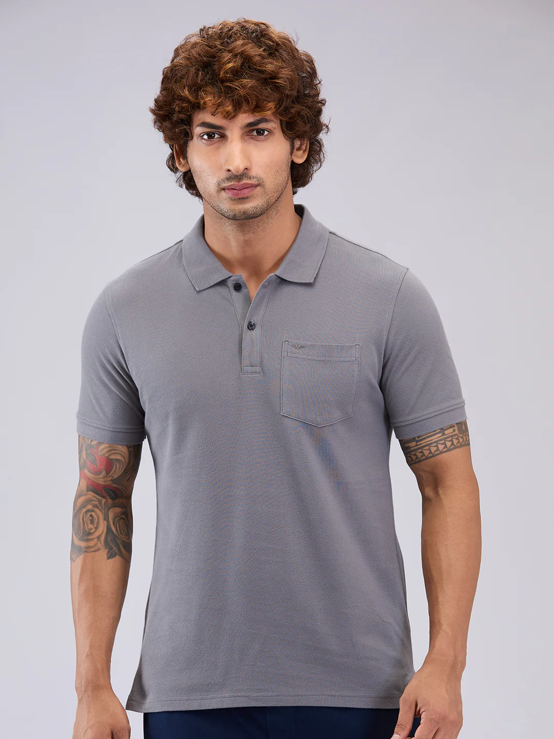 Park Avenue Men Grey Cotton T-Shirt
