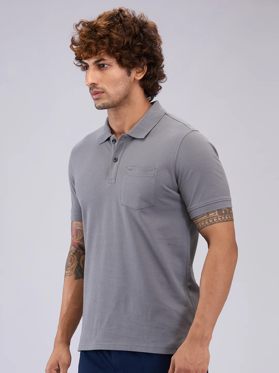 Park Avenue Men Grey Cotton T-Shirt - Image 3