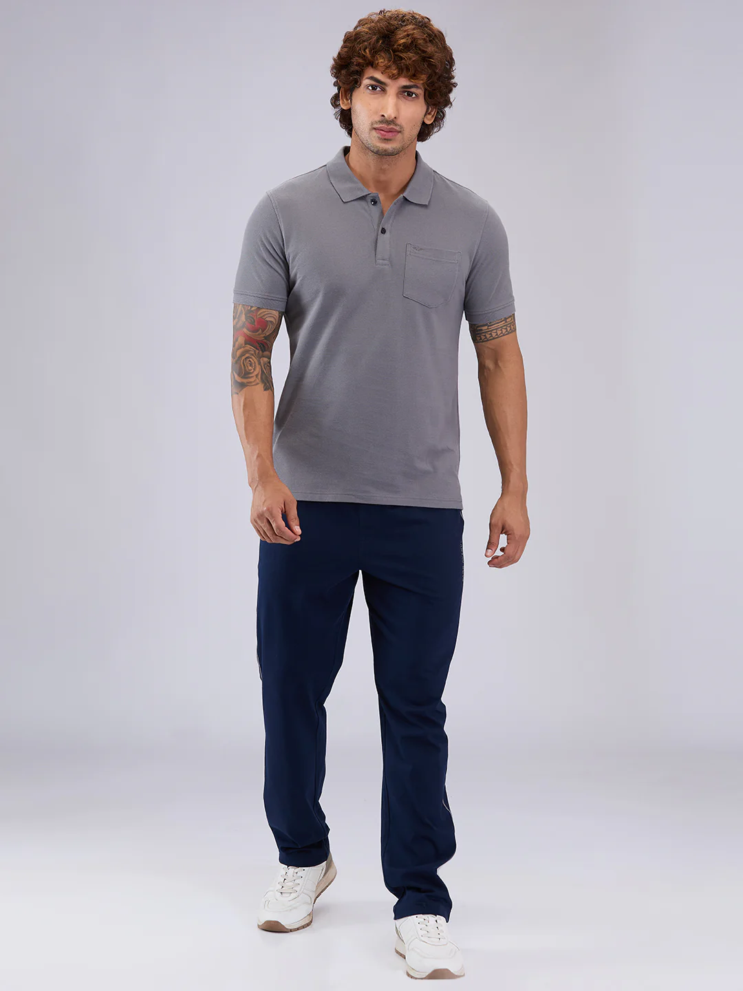 Park Avenue Men Grey Cotton T-Shirt - Image 5