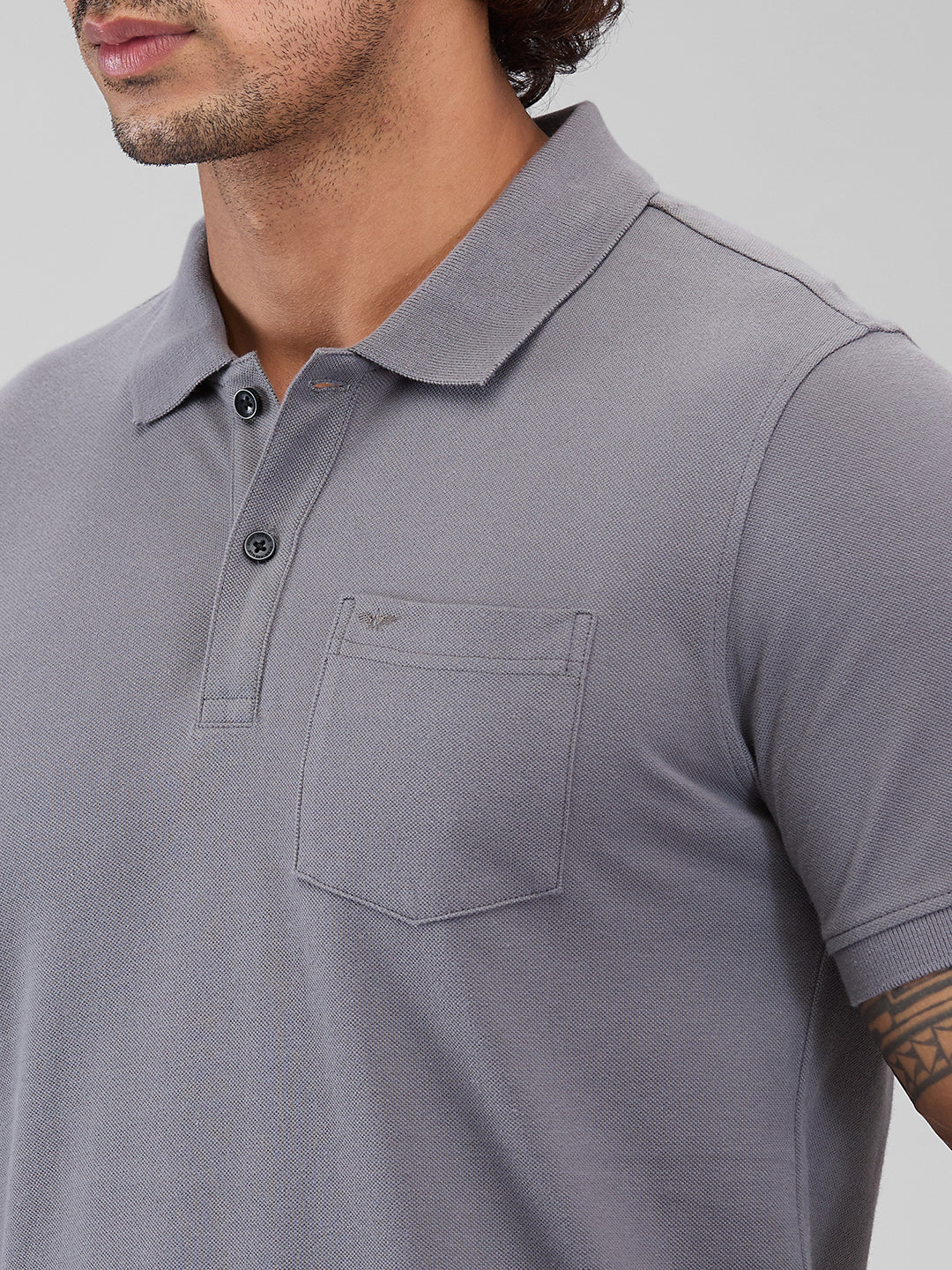 Park Avenue Men Grey Cotton T-Shirt - Image 6
