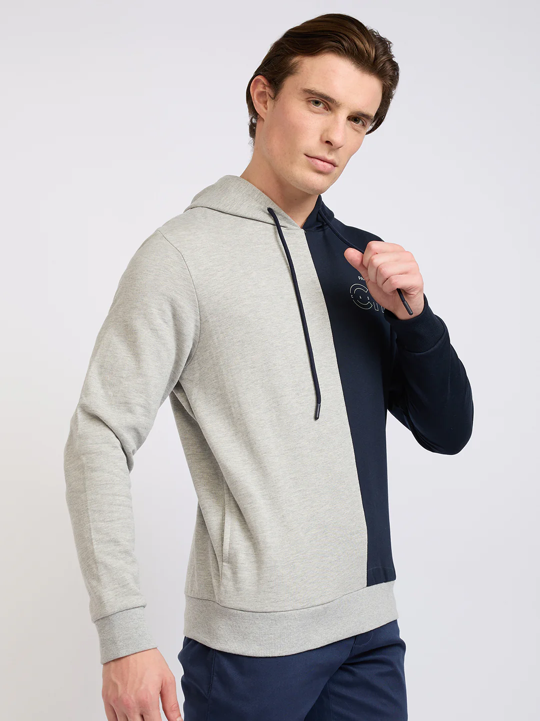 Park Avenue Men Grey Cut & Sew Slim Fit Cotton Blend Sweatshirt - Image 2