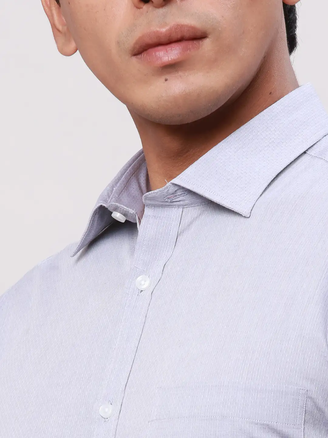 Park Avenue Men Grey Dobby Slim Fit Cotton Shirts - Image 6