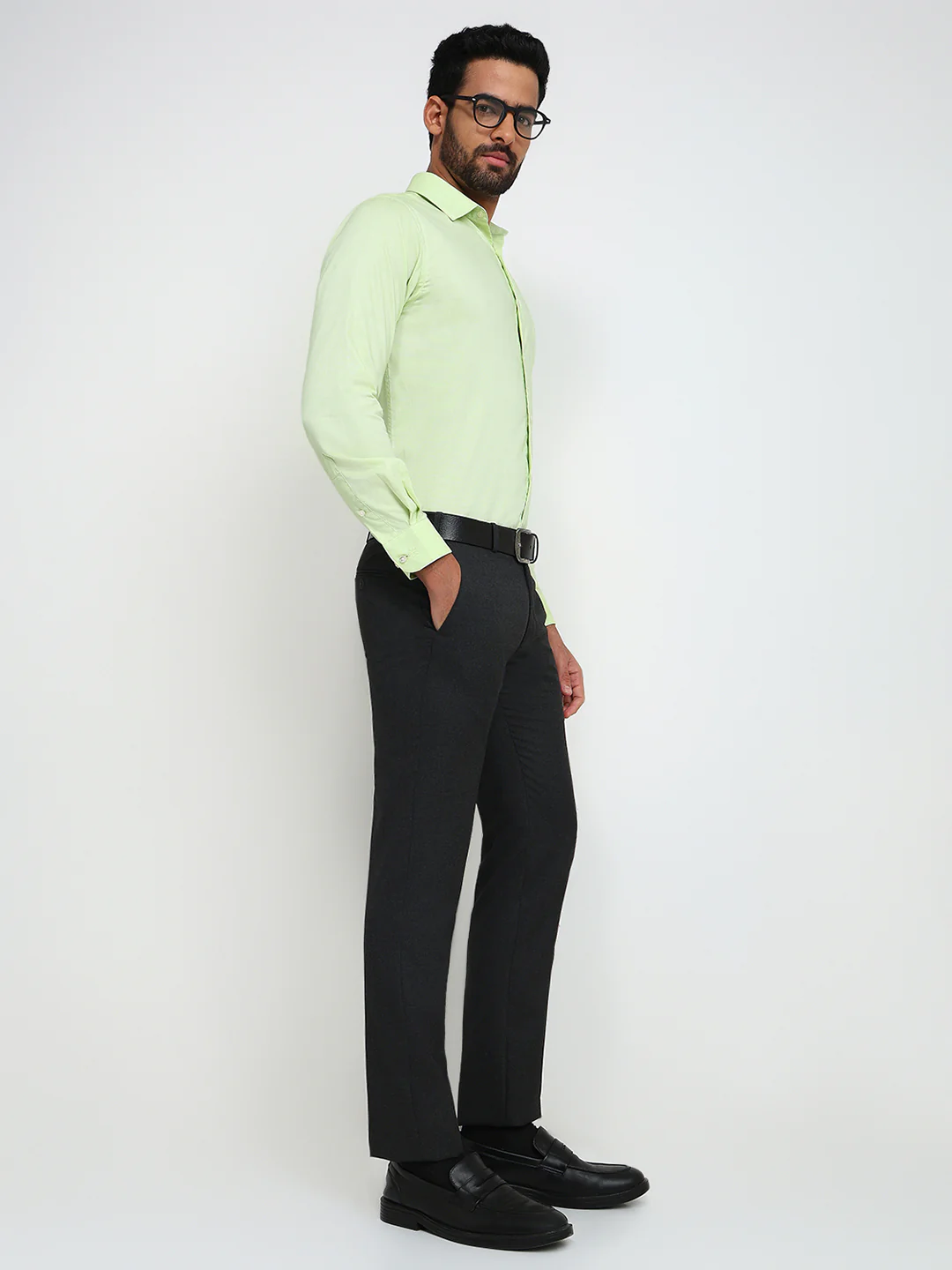 Park Avenue Men Grey Dobby Slim Fit Polyester Blend Trouser - Image 5