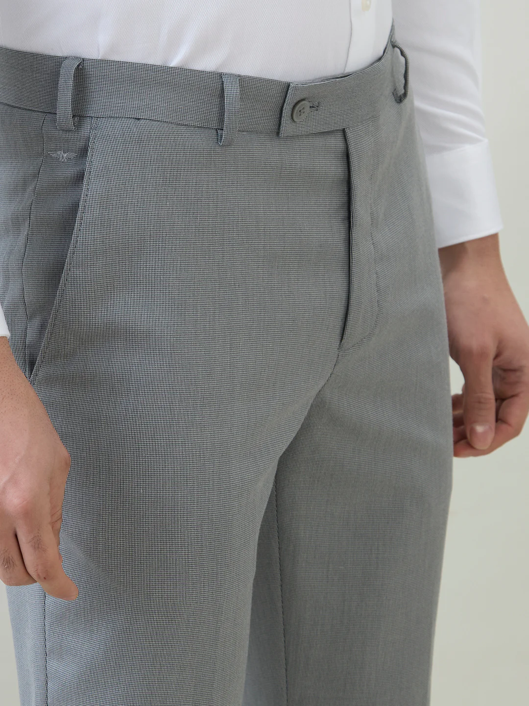Park Avenue Men Grey Dobby Slim Fit Polyester Blend Trouser - Image 6
