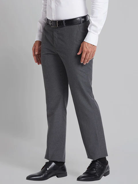 Park Avenue Men Grey Houndstooth Smart Fit Polyester Blend Trouser - Image 3