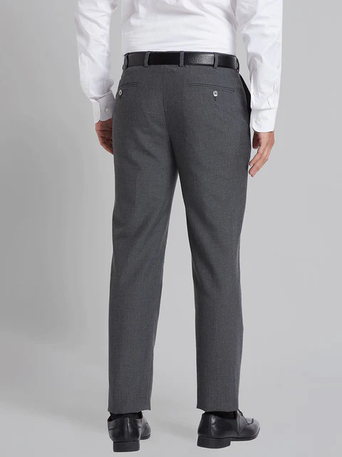 Park Avenue Men Grey Houndstooth Smart Fit Polyester Blend Trouser - Image 4