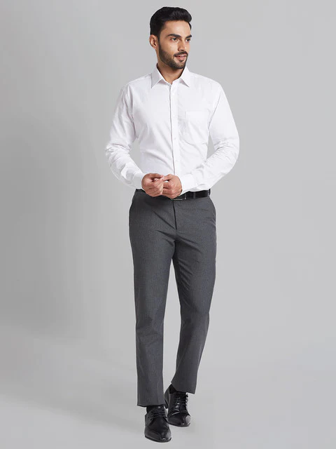Park Avenue Men Grey Houndstooth Smart Fit Polyester Blend Trouser - Image 5