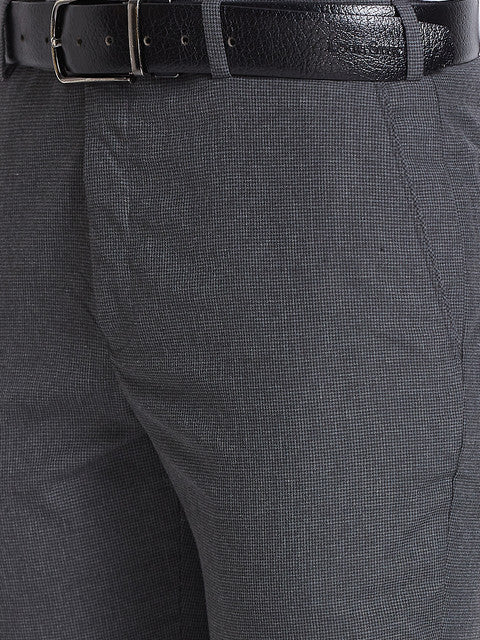 Park Avenue Men Grey Houndstooth Smart Fit Polyester Blend Trouser - Image 6