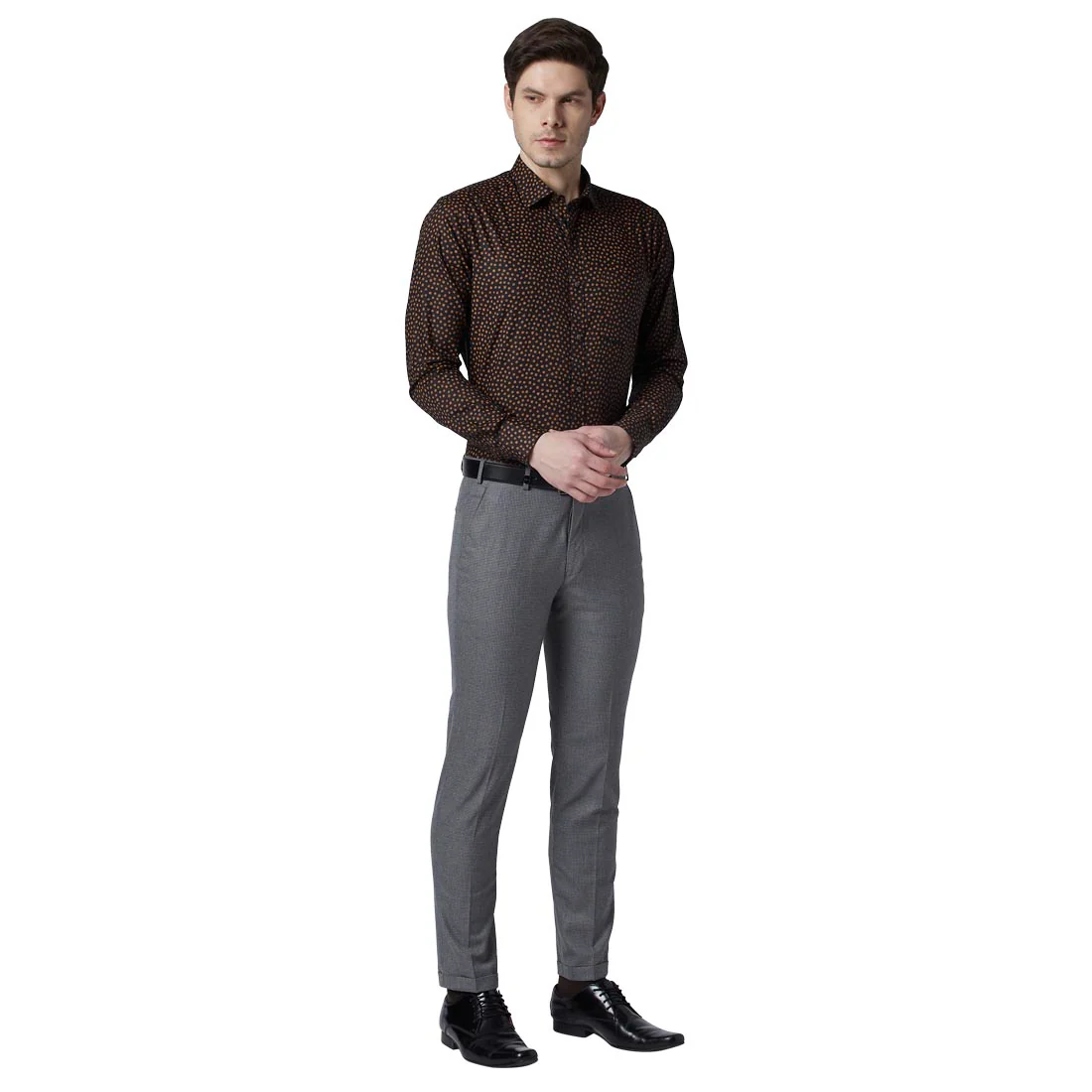 Park Avenue Men Grey Neo Fit Checks Cotton Trousers - Image 5