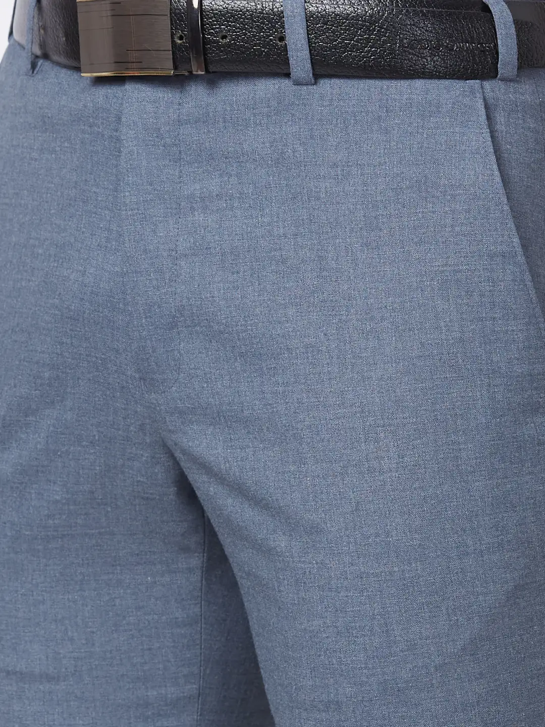 Park Avenue Men Grey Plain Super Slim Fit Polyester Blend Trouser - Image 6