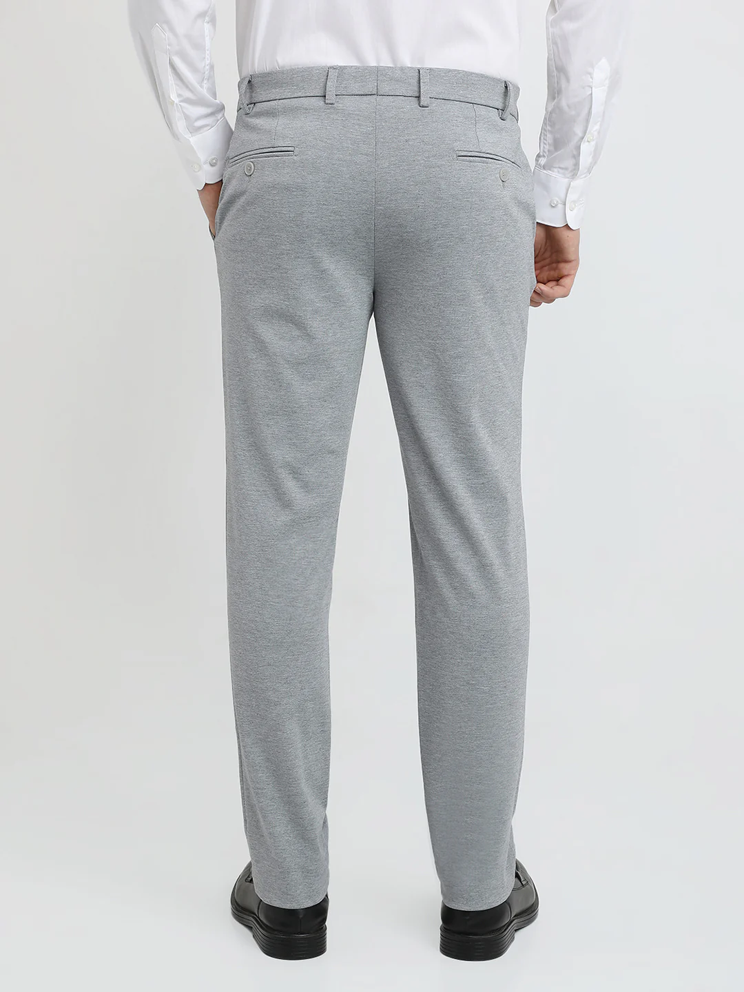 Park Avenue Men Grey Plain Super Slim Fit Polyester Blend Trouser - Image 4