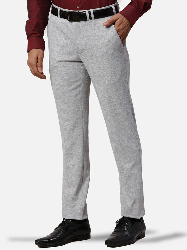 Park Avenue Men Grey Print Active Fit Terry Blend Trouser - Image 2