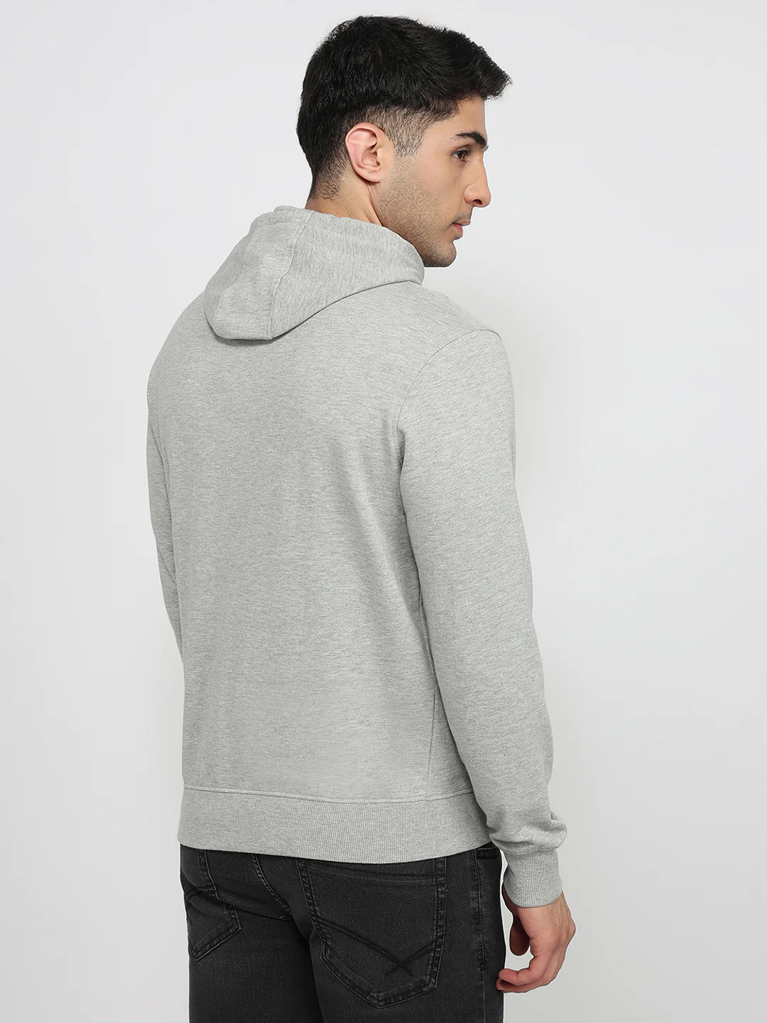 Park Avenue Men Grey Print Slim Fit Cotton Blend Sweatshirt - Image 4