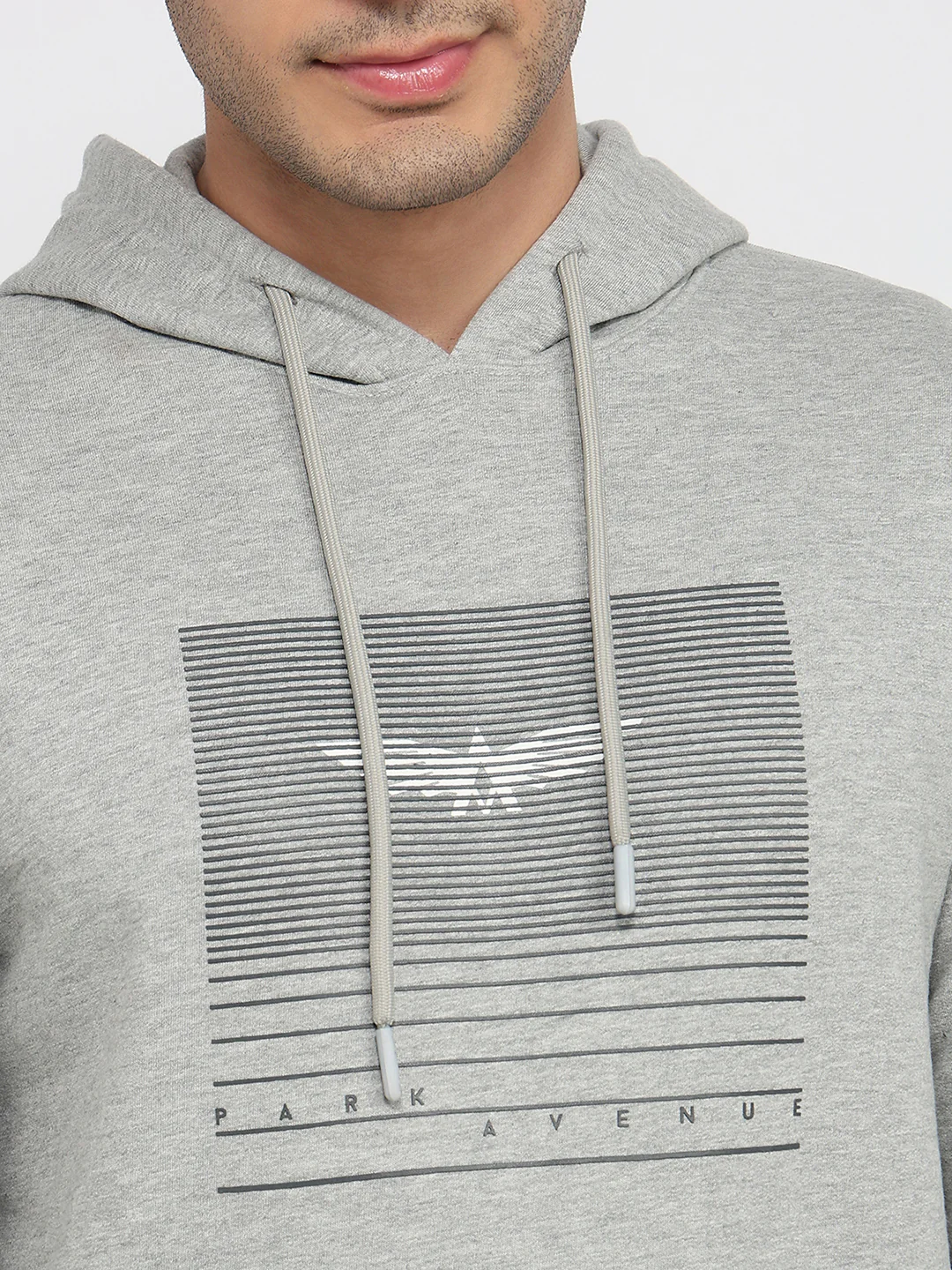 Park Avenue Men Grey Print Slim Fit Cotton Blend Sweatshirt - Image 6