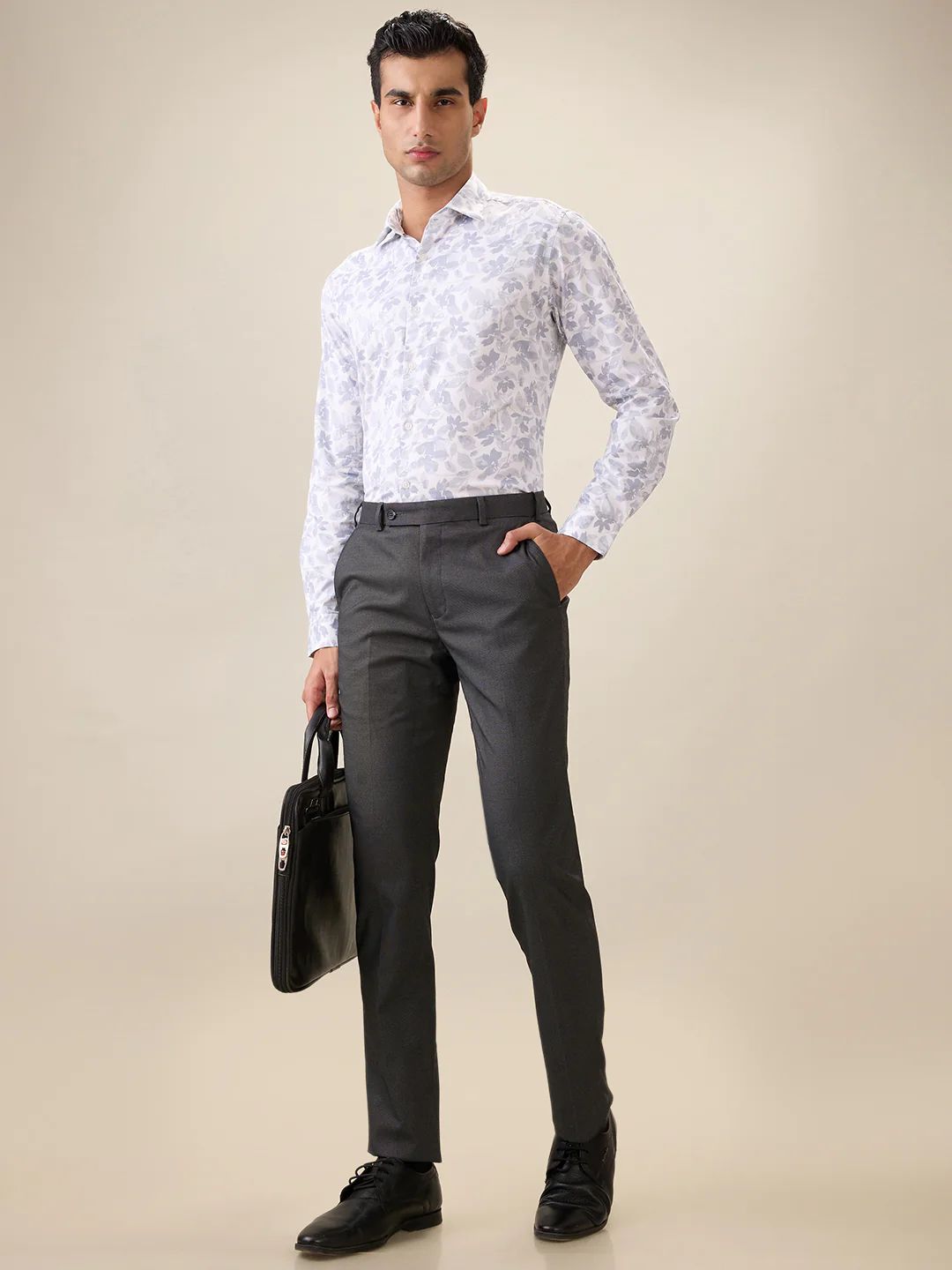 Park Avenue Men Grey Print Slim Fit Cotton Shirt - Image 7