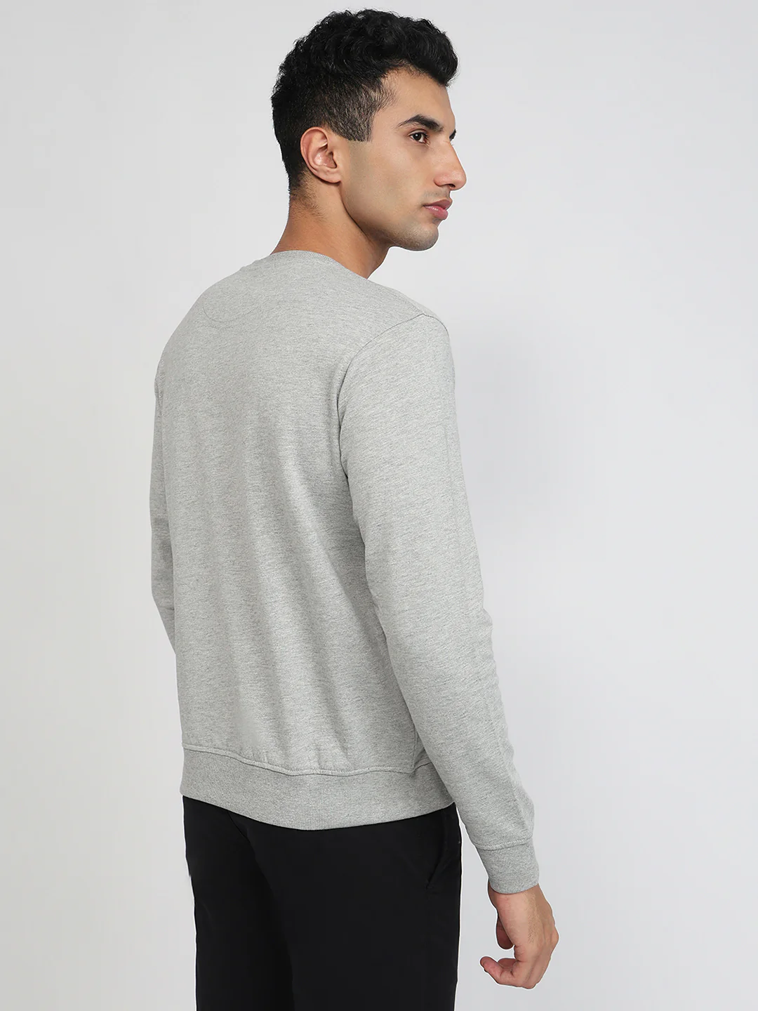 Park Avenue Men Grey Printed Slim Fit Cotton Blend Sweatshirt - Image 4