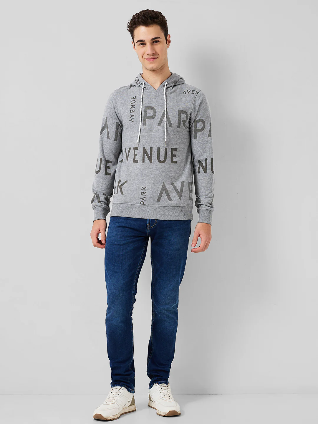 Park Avenue Men Grey Printed Slim Fit Cotton Blend Sweatshirt - Image 4