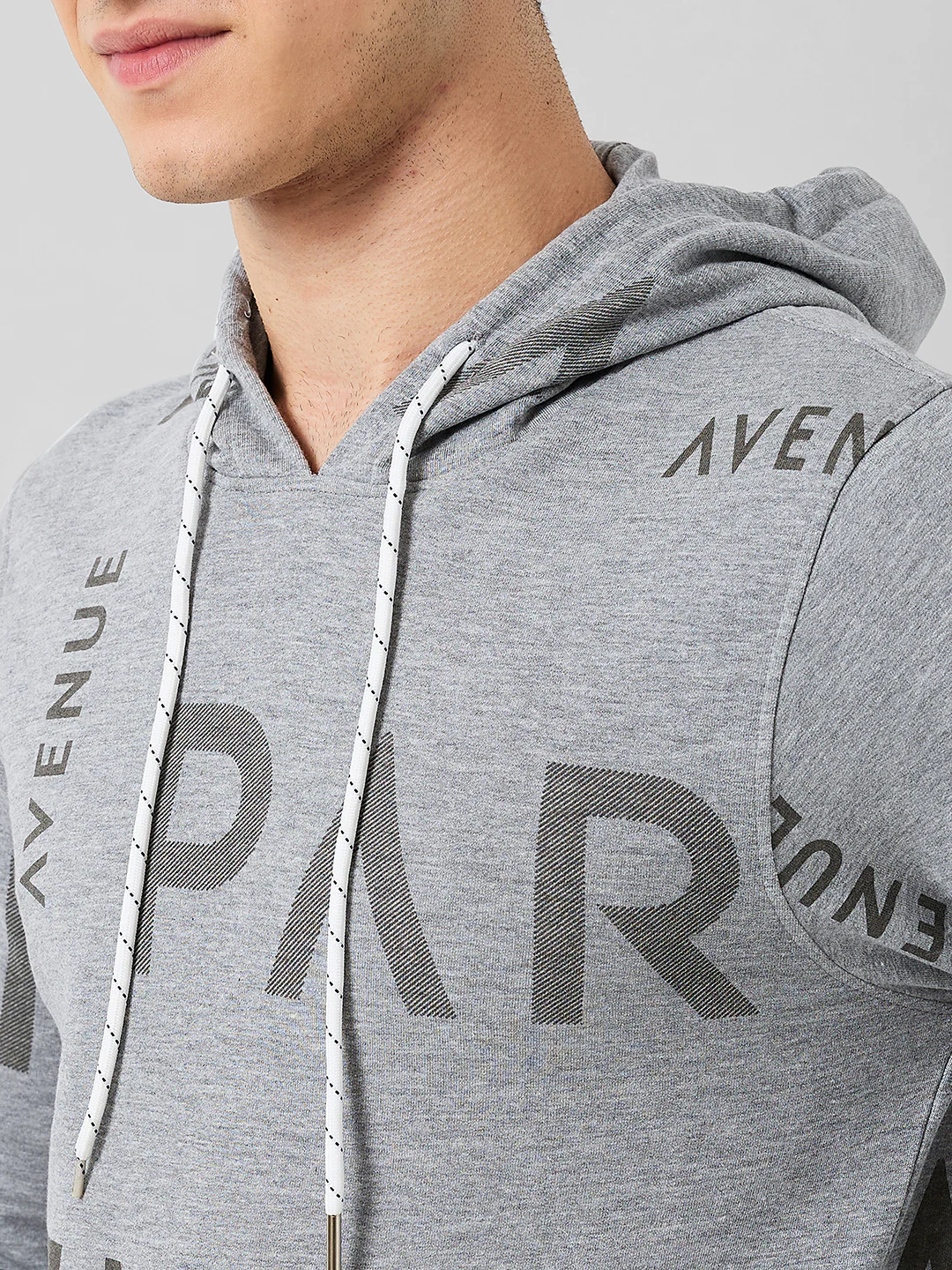 Park Avenue Men Grey Printed Slim Fit Cotton Blend Sweatshirt - Image 5
