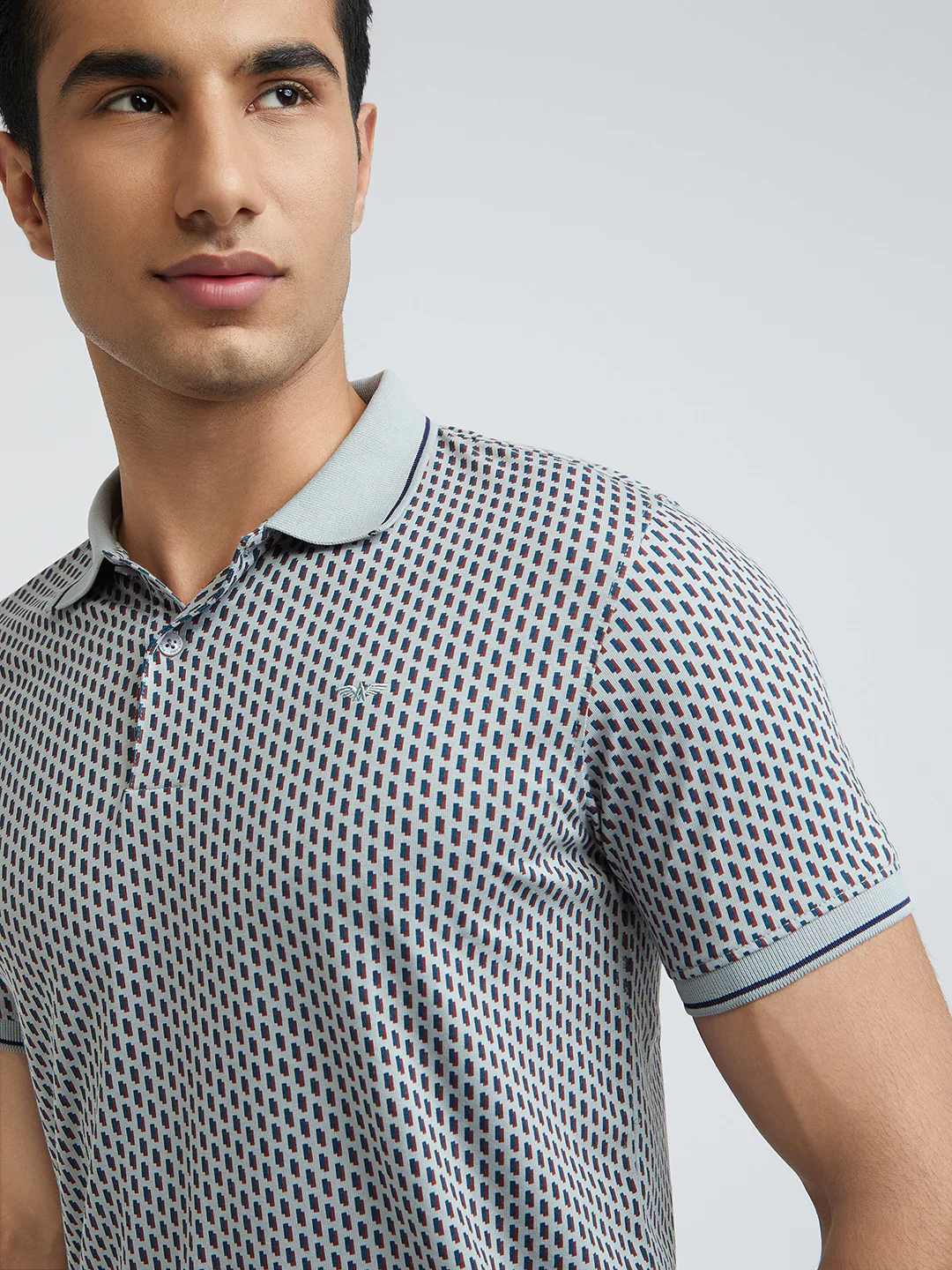 Park Avenue Men Grey Printed Slim Fit Cotton Blend T-Shirt - Image 6