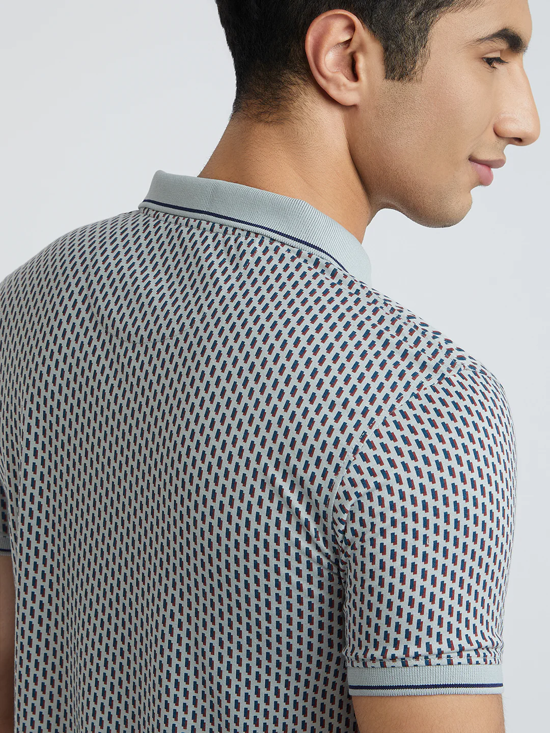 Park Avenue Men Grey Printed Slim Fit Cotton Blend T-Shirt - Image 7