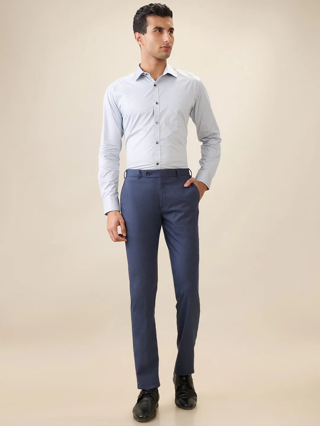 Park Avenue Men Grey Printed Slim Fit Cotton Full Sleeve Formal Shirt - Image 5