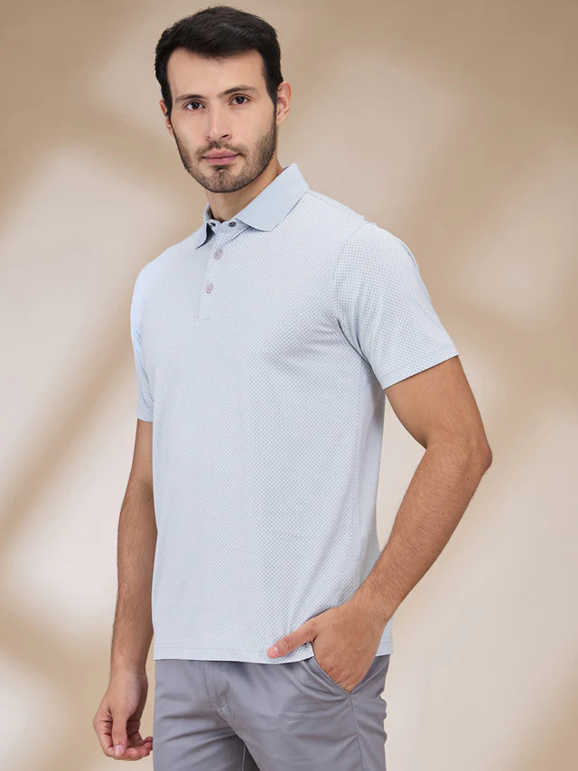 Park Avenue Men Grey Printed Slim Fit Cotton T-Shirt - Image 3
