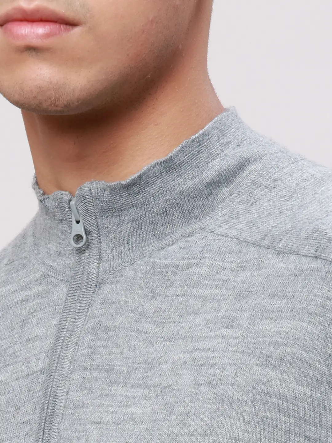Park Avenue Men Grey Regular Fit Solid Cotton Full Sleeve V Neck Collar Pullovers - Image 6