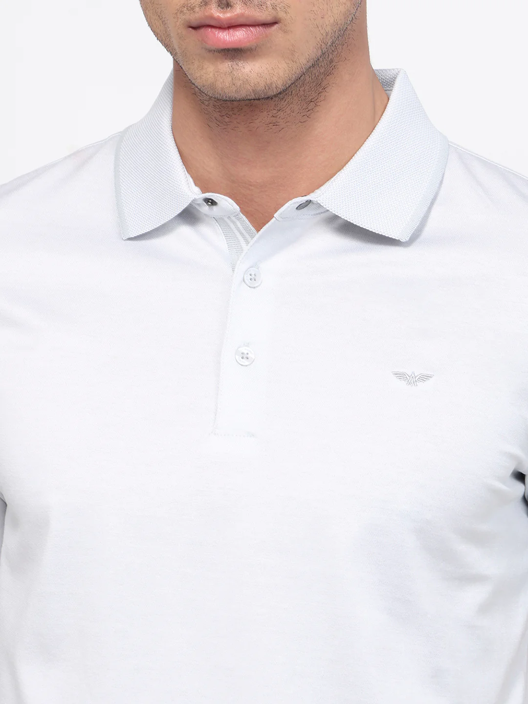 Park Avenue Men Grey Regular Fit Solid Polo Neck Collar T-Shirt - Image 6
