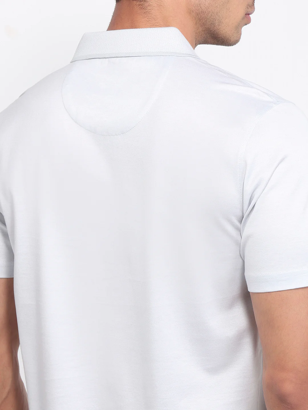 Park Avenue Men Grey Regular Fit Solid Polo Neck Collar T-Shirt - Image 7