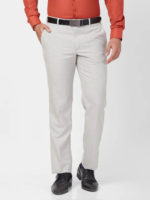 Park Avenue Men Grey Regular Fit Solid Trouser