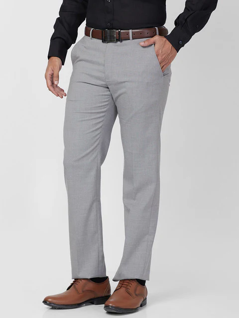 Park Avenue Men Grey Regular Fit Structured Trouser - Image 3
