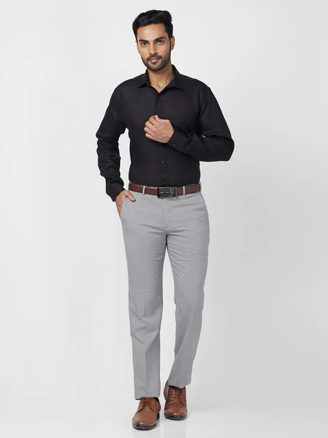 Park Avenue Men Grey Regular Fit Structured Trouser - Image 5