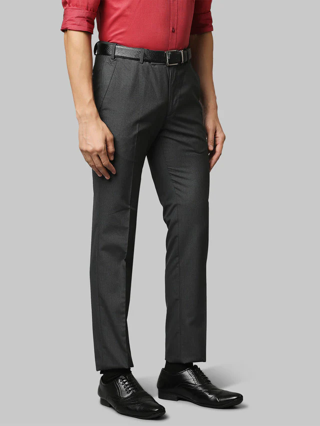 Park Avenue Men Grey Self Design Super Slim Fit Trouser - Image 2