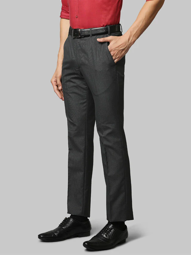 Park Avenue Men Grey Self Design Super Slim Fit Trouser - Image 3