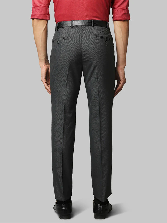 Park Avenue Men Grey Self Design Super Slim Fit Trouser - Image 4