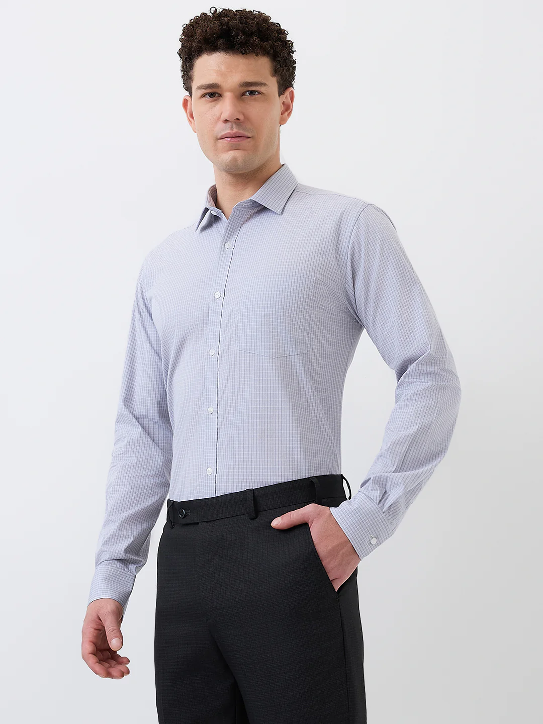 Park Avenue Men Grey Slim Fit Cotton Blend Shirt - Image 2