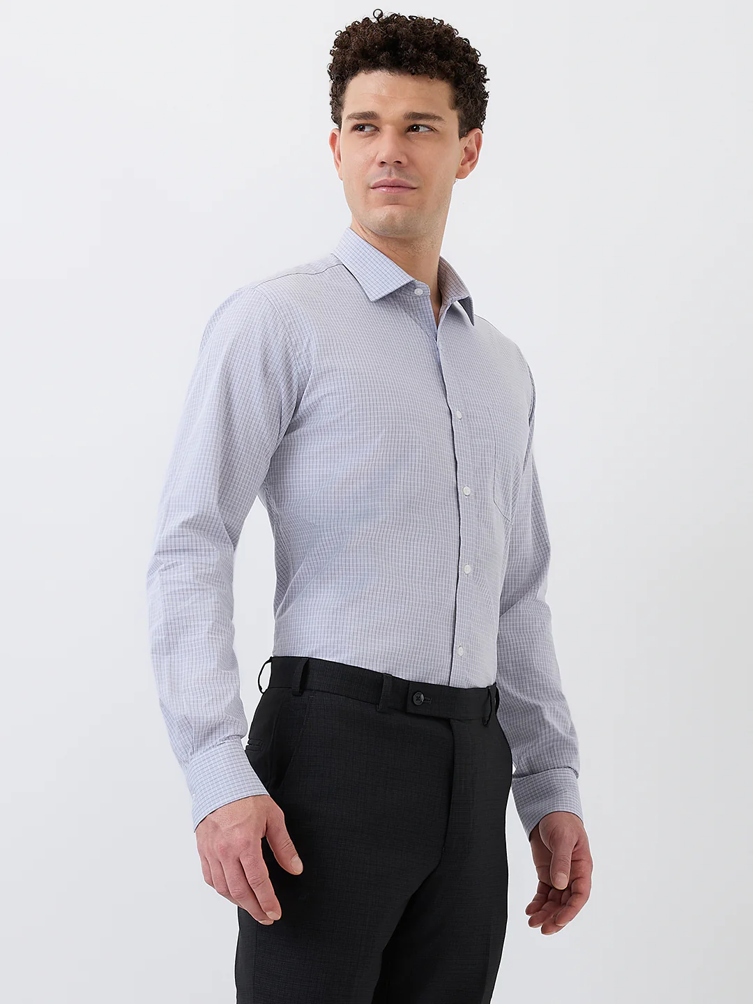Park Avenue Men Grey Slim Fit Cotton Blend Shirt - Image 3