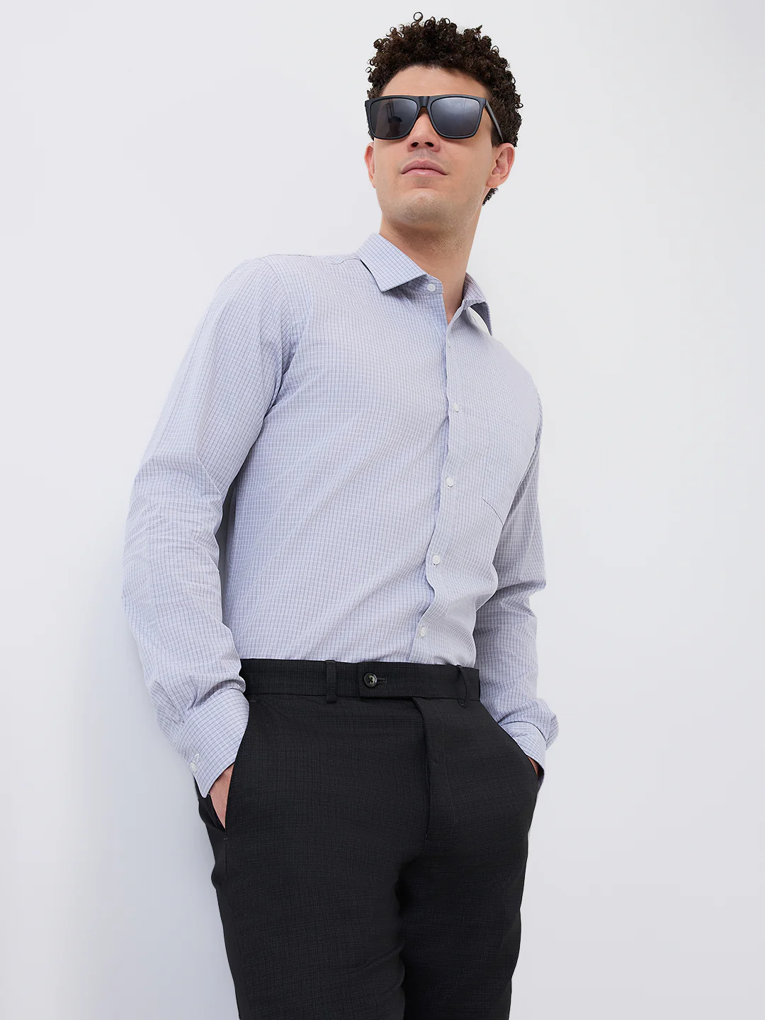 Park Avenue Men Grey Slim Fit Cotton Blend Shirt - Image 5